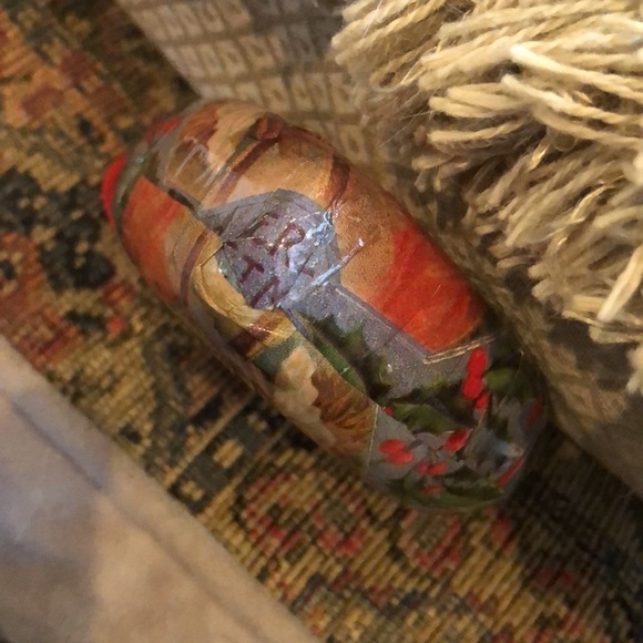 👼 Angel & Manger Paper Machete Puffed Heart Ornament - Picture 5 of 9